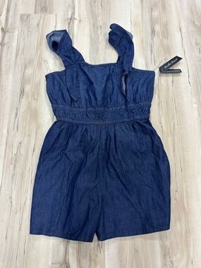 NWT Derek Heart Navy Blue Denim Ruffle-Strap Romper